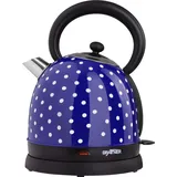 Grafner Retro-Wasserkocher 1,8 Liter 2200 Watt Blau Pünktchen WK10862