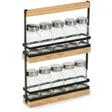 Zeller Gewürzständer-Set, 11-teilig, Glas/Metall/Bambus, 80 ml, 19657 - hellbraun, schwarz, transparent