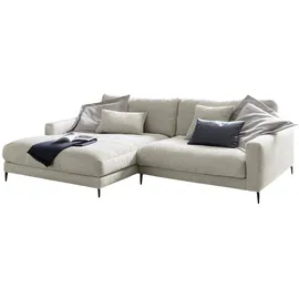 KAWOLA Ecksofa Cara Cord Recamiere links cremeweiß