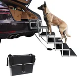 BOYVEN Hundetreppe Auto 65cm,Extra Stabile Hunderampe Auto Klappbar,5-stufige Hundetreppe Große Hunde bis 70kg,Perfekte Einstiegshilfe Hund Auto - Rampe Hund, Hundetreppen, Hundeleiter (6 Schritt)