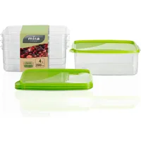 MiraHome Gefrierdosen 4x2,5L rechteckig grün – Vorratsdosen mit Deckel luftdicht – Transparente Frischhaltedosen mit Deckel – Aufbewahrungsbox Küche für Mealprep & Organisation – Austrian Quality