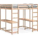 vidaXL Hochbett mit Schreibtisch 180 x 200 cm Kiefer massiv beige