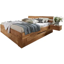 Home Affaire Bettschubkasten HOME AFFAIRE "Tommy", braun (wildeiche), B:166cm H:23cm T:62cm, Massivholz, Schubladen, Bettschubkasten, aus massivem Wildeichenholz, in unterschiedlichen Breiten