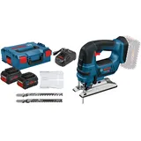 Bosch Akku-Stichsäge GST 18V-LI B / 2x 5,5 Ah ProCORE18V Akku + Ladegerät in L-B