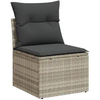 vidaXL Gartensofa ohne Armlehnen mit Kissen Hellgrau Poly Rattan