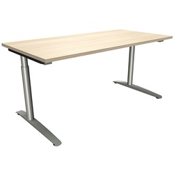 fm Büromöbel Manuell höhenverstellbarer Schreibtisch »Sidney« 160 cm C-Fuß Rundrohr braun, 160x85x80 cm