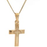 HOPLO Kreuzanhänger Anhänger Kreuz mit massiver Goldkette 1,1 mm 333-8 Karat Gold, Made in Germany 55 cm