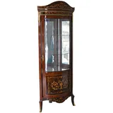 Vitrinenschrank Eckvitrine Antik Vitrine Holzregal Intarsien verspiegelt 67x44x186cm bar034 Palazzo Exklusiv