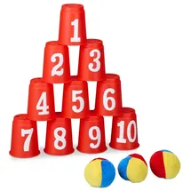Relaxdays Dosenwerfen für Kinder Gelb/Rot/Weiß