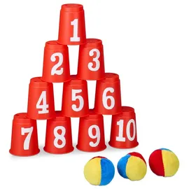 Relaxdays Dosenwerfen für Kinder Gelb/Rot/Weiß