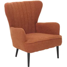 Mendler Lounge-Sessel HWC-K37 Bouclé 75 x 80 x 75 cm terrakotta mit Kissen