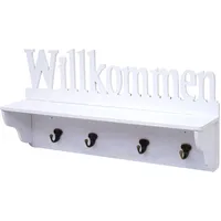 MCW Wandgarderobe D41 Willkommen 4 Haken Weiß