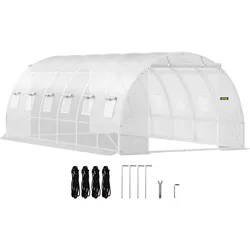 VEVOR Foliengewächshaus 6,1x3x2,1m Bogendach Gewächshaus Verzinkter Stahlrahmen 140 g/cm3 PE Mobiles Treibhaus Wasserdicht und UV-Beständig Frühbeet Geeignet für Anbau von Gemüse Blumen Pflanzen