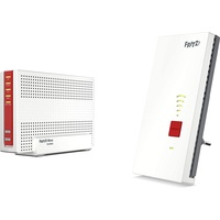AVM Fritz!Box 6690 Cable (DOCSIS 3.1-Kabel-Modem, 4x4 Wi-Fi 6 (WLAN AX)) & Fritz!WLAN Mesh Repeater 2400 (Dual-WLAN AC + N bis zu 1.733 MBit/s (5GHz) + 600 MBit/s(2,4 GHz))