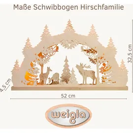 Weigla LED Schwibbogen/Lichterbogen"Hirschfamilie" 7 flg. Erzgebirge garantiert