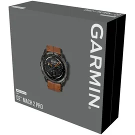 Garmin D2TM Mach 2 Pro BT 51 mm Titaniumgehäuse Carbon Grau Lederarmband braun/Silikonarmband schwarz
