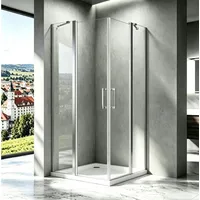 MIQU Boromal Eck-Duschkabine mit Drehtür 90 x 90 cm transparent Sicherheitsglas Duschwanne