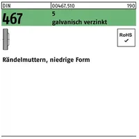 Industrial Quality Supplies DIN 467 Rändelmuttern 5 M 10