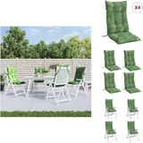 Hochlehner-Auflagen 4 Stk. Blattmuster Oxford-Gewebe - Hochlehner Auflagen - Gartenstuhlkissen - Sitzkissen - Balkon Deko - Garten Deko