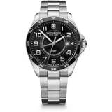 Victorinox Herren-Uhr FieldForce Classic GMT, Herren-Armbanduhr, analog, Quarz, Gehäuse-Ø 42 mm, Armband 21 mm, 136 g, Silber/Schwarz