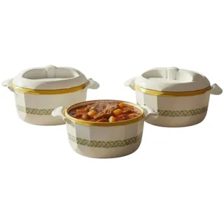 3 Pagen® Thermoschüsseln 3er-Set Brilliant – Servierschüsseln zum Kalt- & Warmhalten von Speisen – Deckel für einfachen Transport, warmer Speisen – stapelbar –Kapazität: 500ml; 1000ml &1500ml