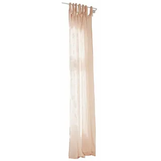 Loberon Gardine Pepy, hübscher Muschel-Print, maritimes Flair, mit Bindebändern, Fensterdekoration, Vorhang, Leinen, rosa/weiß