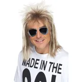 Smiffys 80er Vokuhila Perücke, Aschblond Halloween
