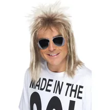 Smiffys 80er Vokuhila Perücke, Aschblond Halloween