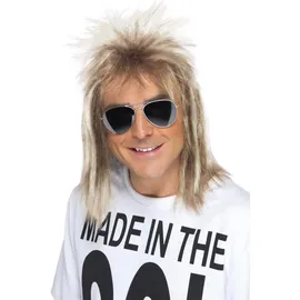 Smiffys 80er Vokuhila Perücke, Aschblond Halloween