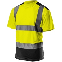 Neo Tools Profi Warnschutz T-Shirt Kurzarm Arbeitsshirt Arbeits warnshirt reflektierende Zonen Warnshirt Arbeitshemd orange oder gelb S-XXL (gelb, XL)