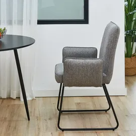 Svita ALBA 2er Set Esszimmerstühle Armlehnstuhl Polsterstuhl Stoffbezug Grau