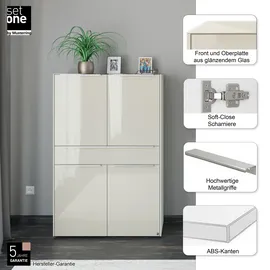 Set One by Musterring Highboard Reno 92 x 140 x 42 cm Beige / Braun