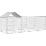 vidaXL Outdoor-Hundezwinger mit Dach 6 x 2 x 2,5 m Stahl Silber