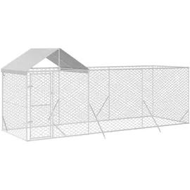 vidaXL Outdoor-Hundezwinger mit Dach 6 x 2 x 2,5 m Stahl Silber