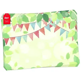 cover-your-desk Tischsetmacher Tischsets Gartenparty Illustration, aus hochwertigem Vinyl (4 Stück), 44 x 32 cm