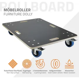 ECD Germany Transportroller mit 2x Feststellbremse 60 x 80 cm bis 800kg Siebdruckplatte für Umzug Möbel-Transport Möbelhund Rollwagen Roller Transporter
