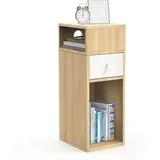 VOUNOT Nachttisch, Schmal, Beistelltisch mit 2 offenem Fach & 1 Schublade, 25x30x66cm Natur