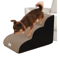 Hundetreppen/Treppen für hohe Betten, 3 Stufen Leiter Haustiertreppe für Schlafsofa Hundetreppe mit Plüschbezug, Farbe wählbar bis zu 121 lb.
