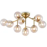Maytoni Deckenleuchte Deckenlampe Wohnzimmerlampe Metall Glas Gold Bernstein D 60 cm