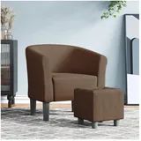 vidaXL Clubsessel mit Fußhocker Polyester 58,9 x 54,1 x 72,3 cm Braun gepolstert