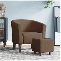 vidaXL Clubsessel mit Fußhocker Polyester 58,9 x 54,1 x 72,3 cm Braun gepolstert