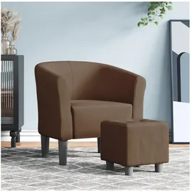 vidaXL Clubsessel mit Fußhocker Polyester 58,9 x 54,1 x 72,3 cm Braun gepolstert