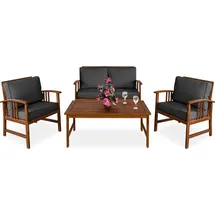 DEUBA Casaria® Gartenmöbel Set Atlas Holz Fsc®-zertifiziert wetterfest 300kg Belastbarkeit Tisch Sessel Auflagen Garten Terrasse Möbelset Akazie Anthrazit