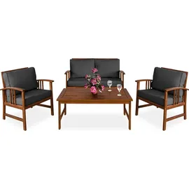 DEUBA Casaria® Gartenmöbel Set Atlas Holz Fsc®-zertifiziert wetterfest 300kg Belastbarkeit Tisch Sessel Auflagen Garten Terrasse Möbelset Akazie Anthrazit