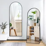 Standspiegel 173x63 cm - Bogenförmiger Ganzkörper-Standspiegel mit robustem Aluminiumrahmen - Ideal für Wohnzimmer oder Schlafzimmer - Wahlweise