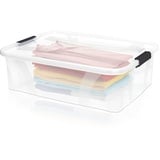 BigDean Aufbewahrungsbox mit Deckel transparent - 21L + Clipverschluss - Stapelbox Ordnungsbox Clipbox Lagerbox Box mit Deckel Storage Boxes - Klarsichtbox mit Deckel - stapelbar Schuhbox