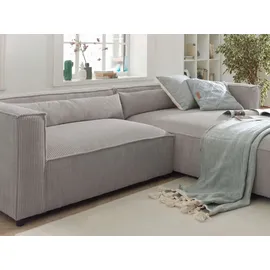 best mobilier ELA– 4-Sitzer Ecksofa rechts – cordsamt – 4-sitzer – moderner Stil Hellgrau