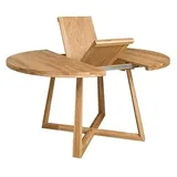 Nordic Story Esstisch Moby (rund, ausziehbar) • Tisch mit gekreuzten Beinen • Massivholz (Eiche) • Eiche Natur • Runder Ausziehtisch (100-130 x 100 x 75 cm)