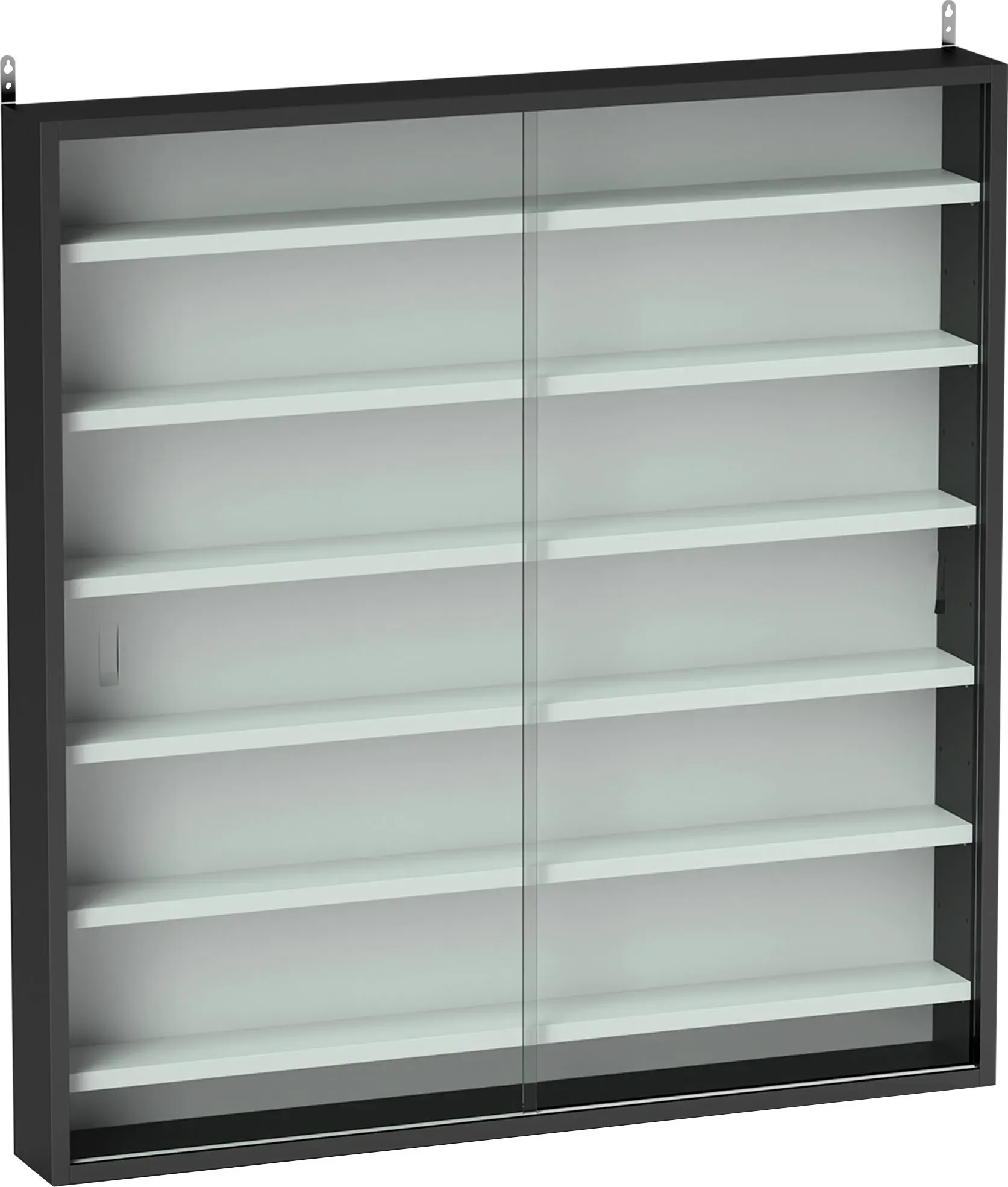 HOMCOM Wandvitrine mit 6 Verstellbaren Regalen, Vitrine für Sammlerstücke, Wandvitrine für Sammlerobjekte, aus Glas und Spanplatte, 80x9.5x83 cm, Weiß und Schwarz   Aosom