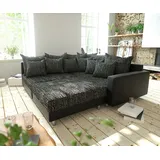DeLife Ecksofa Clovis Schwarz modular Hocker Armlehne Ottomane Rechts, Design Ecksofas, Couch Loft, Modulsofa, modular